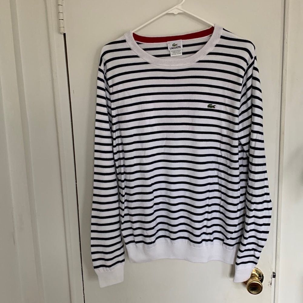 Mens Lacoste striped sweater in size M.